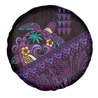 Hawaiian Abstract Sea Turtle Spare Tire Cover Polynesian Tapa Art and Kakau Tattoo Purple WaterColor LT03 - Polynesian Pride