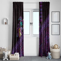 Hawaiian Abstract Sea Turtle Window Curtain Polynesian Tapa Art and Kakau Tattoo Purple WaterColor - Polynesian Pride