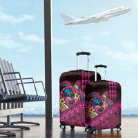 Hawaiian Abstract Sea Turtle Luggage Cover Polynesian Tapa Art and Kakau Tattoo Pink WaterColor LT03 - Polynesian Pride