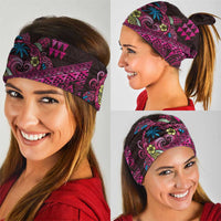 Hawaiian Abstract Sea Turtle Neck Gaiter Polynesian Tapa Art and Kakau Tattoo Pink WaterColor - Polynesian Pride