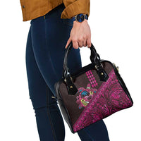 Hawaiian Abstract Sea Turtle Shoulder Handbag Polynesian Tapa Art and Kakau Tattoo Pink WaterColor - Polynesian Pride