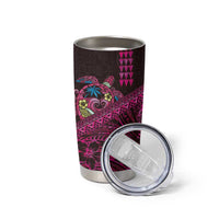 Hawaiian Abstract Sea Turtle Tumbler Cup Polynesian Tapa Art and Kakau Tattoo Pink WaterColor - Polynesian Pride