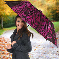 Hawaiian Abstract Sea Turtle Umbrella Polynesian Tapa Art and Kakau Tattoo Pink WaterColor - Polynesian Pride