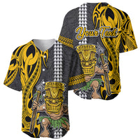 Custom Hawaii Island Baseball Jersey Hawaiian Warrior and Kakau Symbols Abstract Tattoo LT03 - Polynesian Pride