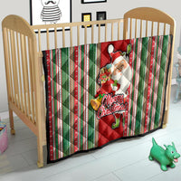 Kiribati Christmas Quilt Santa With Gift Bag Behind Ribbons Seamless Red Maori LT03 - Polynesian Pride
