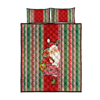 Kiribati Christmas Quilt Bed Set Santa With Gift Bag Behind Ribbons Seamless Red Maori LT03 Red - Polynesian Pride