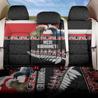 New Zealand Meri Kirihimete Back Car Seat Cover Christmas Tui Bird and Kea Bird - Haka Santa with Maori Koru Art Pattern LT03 One Size Black - Polynesian Pride