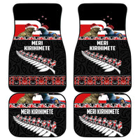 New Zealand Meri Kirihimete Car Mats Christmas Tui Bird and Kea Bird - Haka Santa with Maori Koru Art Pattern LT03 - Polynesian Pride
