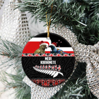 New Zealand Meri Kirihimete Ceramic Ornament Christmas Tui Bird and Kea Bird - Haka Santa with Maori Koru Art Pattern LT03 - Polynesian Pride