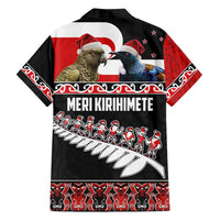 New Zealand Meri Kirihimete Family Matching Off Shoulder Maxi Dress and Hawaiian Shirt Christmas Tui Bird and Kea Bird - Haka Santa with Maori Koru Art Pattern LT03 - Polynesian Pride