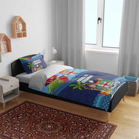 Fiji Marau na Kerisimasi Bedding Set Christmas Collared Lory - Fiji Emblems and Xmas Palm Tree Tapa Art Pattern LT03 - Polynesian Pride