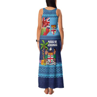 Fiji Marau na Kerisimasi Family Matching Tank Maxi Dress and Hawaiian Shirt Christmas Collared Lory - Fiji Emblems and Xmas Palm Tree Tapa Art Pattern LT03 - Polynesian Pride