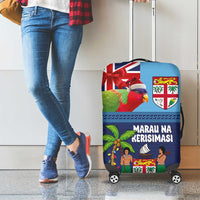 Fiji Marau na Kerisimasi Luggage Cover Christmas Collared Lory - Fiji Emblems and Xmas Palm Tree Tapa Art Pattern