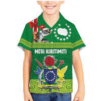 Cook Islands Meri Kiritimiti Family Matching Mermaid Dress and Hawaiian Shirt Christmas Turtle - Cooks Islands Emblems and Polynesian Art Pattern LT03 Son's Shirt Green - Polynesian Pride