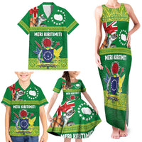 Cook Islands Meri Kiritimiti Family Matching Tank Maxi Dress and Hawaiian Shirt Christmas Turtle - Cooks Islands Emblems and Polynesian Art Pattern LT03 - Polynesian Pride