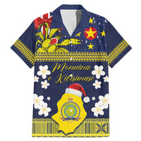 Niue Monuina e Kilisimasi Family Matching Mermaid Dress and Hawaiian Shirt Christmas Uga - Niue Map and Emblem with Hiapo Art Pattern LT03 Dad's Shirt - Short Sleeve Yellow - Polynesian Pride