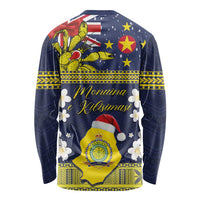 Niue Monuina e Kilisimasi Long Sleeve Shirt Christmas Uga - Niue Map and Emblem with Hiapo Art Pattern LT03 - Polynesian Pride