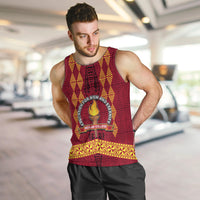 Tonga Beulah College Men Tank Top Ngatu and Polynesian Pattern LT03 Red - Polynesian Pride