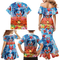Hawaiian Love-Couple Dolphins and Flamingos Family Matching Mermaid Dress and Hawaiian Shirt LT03 - Polynesian Pride
