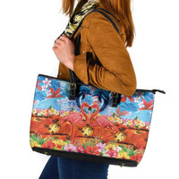 Hawaiian Love-Couple Dolphins and Flamingos Leather Tote Bag LT03 Multicolor - Polynesian Pride