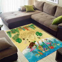 Hawaiian Alohawaii Area Rug Tropical Plants and Animals on The Beach LT03 - Polynesian Pride