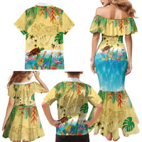 Hawaiian Alohawaii Family Matching Mermaid Dress and Hawaiian Shirt Tropical Plants and Animals on The Beach LT03 - Polynesian Pride