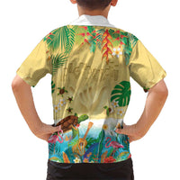 Hawaiian Alohawaii Family Matching Tank Maxi Dress and Hawaiian Shirt Tropical Plants and Animals on The Beach LT03 - Polynesian Pride
