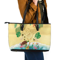 Hawaiian Alohawaii Leather Tote Bag Tropical Plants and Animals on The Beach LT03 - Polynesian Pride