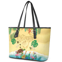 Hawaiian Alohawaii Leather Tote Bag Tropical Plants and Animals on The Beach LT03 - Polynesian Pride