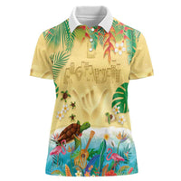 Hawaiian Alohawaii Women Polo Shirt Tropical Plants and Animals on The Beach - Polynesian Pride
