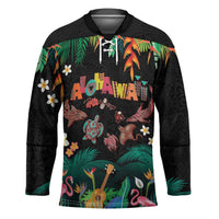 Hawaiian Alohawaii Hockey Jersey Tribal Sea Animals Tattoo and Tropical Plants - Polynesian Pride