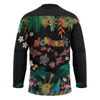 Hawaiian Alohawaii Hockey Jersey Tribal Sea Animals Tattoo and Tropical Plants - Polynesian Pride