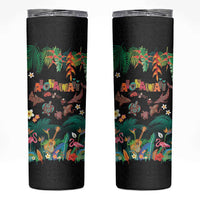 Hawaiian Alohawaii Skinny Tumbler Tribal Sea Animals Tattoo and Tropical Plants LT03 Black - Polynesian Pride