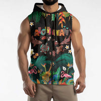 Hawaiian Alohawaii Sleeveless Zip Hoodie Tribal Sea Animals Tattoo and Tropical Plants LT03 - Polynesian Pride