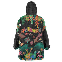 Hawaiian Alohawaii Wearable Blanket Hoodie Tribal Sea Animals Tattoo and Tropical Plants LT03 - Polynesian Pride