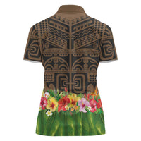Hawaiian Hula Costume Women Polo Shirt Tribal Tattoo and Tropical Plants Skirt LT03 - Polynesian Pride