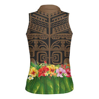 Hawaiian Hula Costume Women Sleeveless Polo Shirt Tribal Tattoo and Tropical Plants Skirt LT03 - Polynesian Pride
