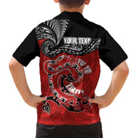 Personalised Aotearoa Toitu Te Tiriti Family Matching Off Shoulder Short Dress and Hawaiian Shirt Taniwha Tribal Motifs LT03 - Polynesian Pride