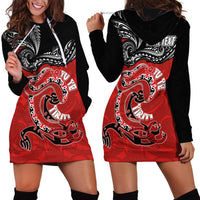 Personalised Aotearoa Toitu Te Tiriti Hoodie Dress Taniwha Tribal Motifs LT03 - Polynesian Pride