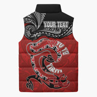 Personalised Aotearoa Toitu Te Tiriti Sleeveless Puffer Jacket Taniwha Tribal Motifs LT03 - Polynesian Pride