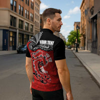Personalised Aotearoa Toitu Te Tiriti Zipper Polo Shirt Taniwha Tribal Motifs
