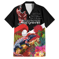 Aotearoa Toitu Te Tiriti Family Matching Off Shoulder Maxi Dress and Hawaiian Shirt Waitangi-Honour The Treaty NZ Tuatara and Plants LT03 Dad's Shirt - Short Sleeve Multicolor - Polynesian Pride