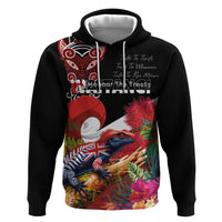 Aotearoa Toitu Te Tiriti Hoodie Waitangi-Honour The Treaty NZ Tuatara and Plants
