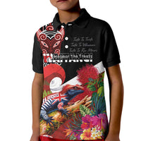 Aotearoa Toitu Te Tiriti Kid Polo Shirt Waitangi-Honour The Treaty NZ Tuatara and Plants LT03 Kid Multicolor - Polynesian Pride