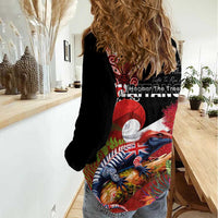 Aotearoa Toitu Te Tiriti Women Casual Shirt Waitangi-Honour The Treaty NZ Tuatara and Plants LT03 - Polynesian Pride