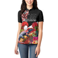 Aotearoa Toitu Te Tiriti Women Polo Shirt Waitangi-Honour The Treaty NZ Tuatara and Plants LT03 - Polynesian Pride