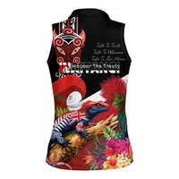 Aotearoa Toitu Te Tiriti Women Sleeveless Polo Shirt Waitangi-Honour The Treaty NZ Tuatara and Plants LT03 - Polynesian Pride