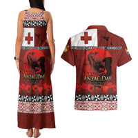 Tonga ANZAC Day Couples Matching Tank Maxi Dress and Hawaiian Shirt Gallipoli Lest We Forget Ngatu Art Tribal LT03 - Polynesian Pride