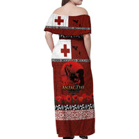 Tonga ANZAC Day Family Matching Off Shoulder Maxi Dress and Hawaiian Shirt Gallipoli Lest We Forget Ngatu Art Tribal LT03 - Polynesian Pride