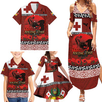 Tonga ANZAC Day Family Matching Summer Maxi Dress and Hawaiian Shirt Gallipoli Lest We Forget Ngatu Art Tribal LT03 - Polynesian Pride